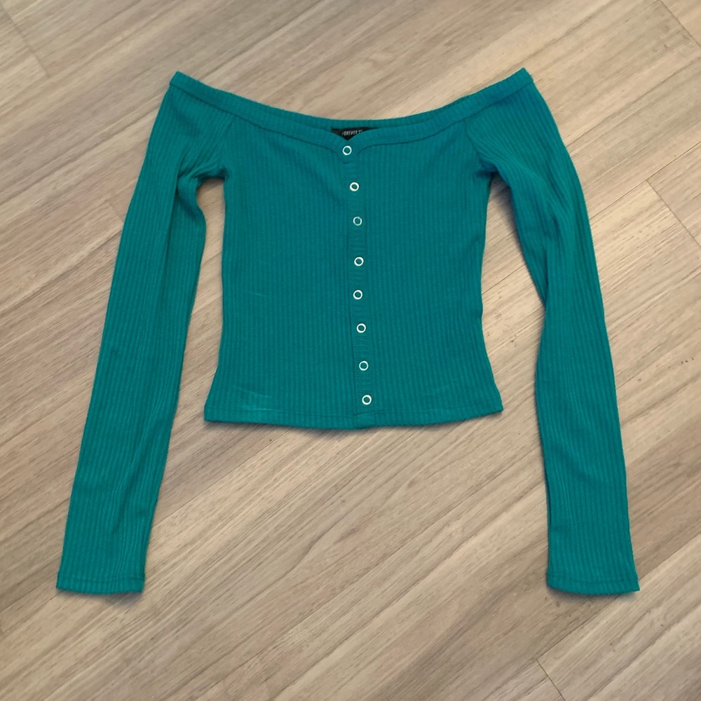 3 for $30 - Off the shoulder teal top
